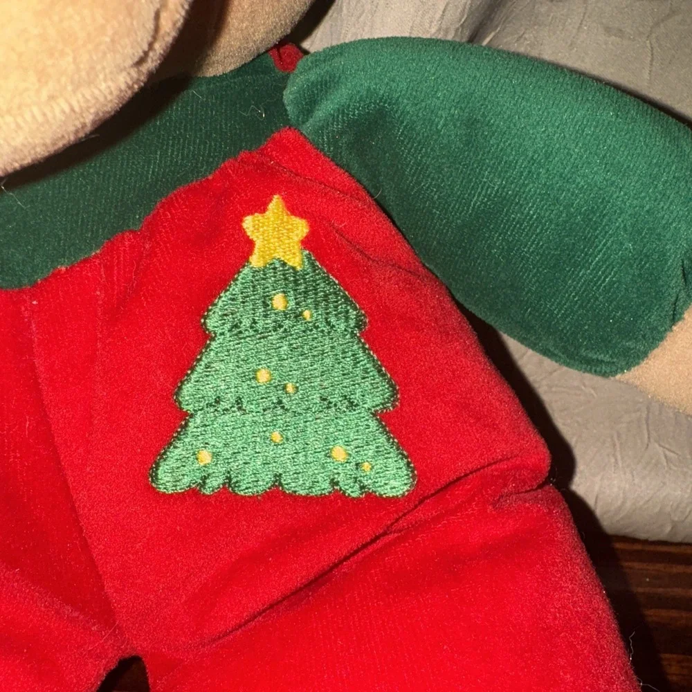 Vtg Baby Soft Expressions Moose Plush Velour Rattle Xmas Tree  13
